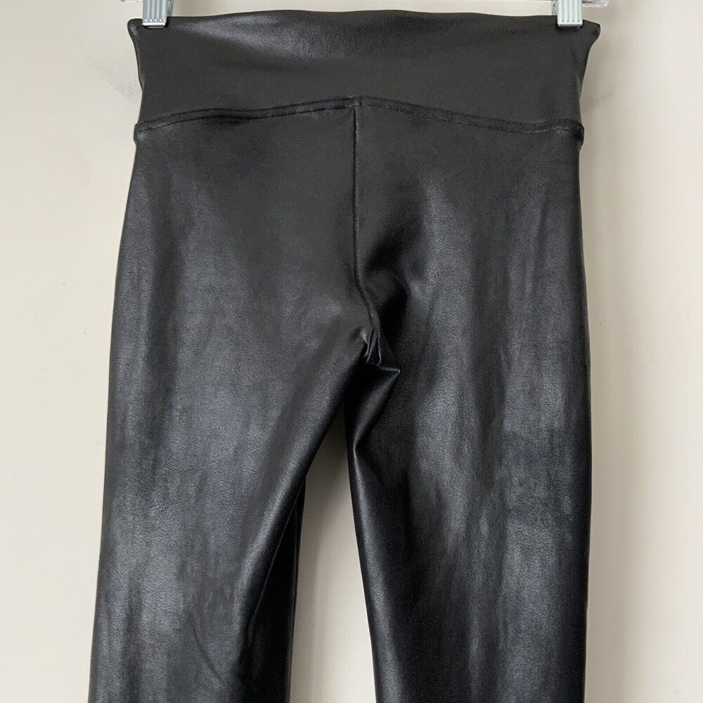 Spanx Leggings Faux Leather White Side Stripe Pull-on Black S - Picture 6 of 9